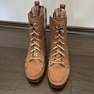 Sperry Tan Lace Up Boots for Women